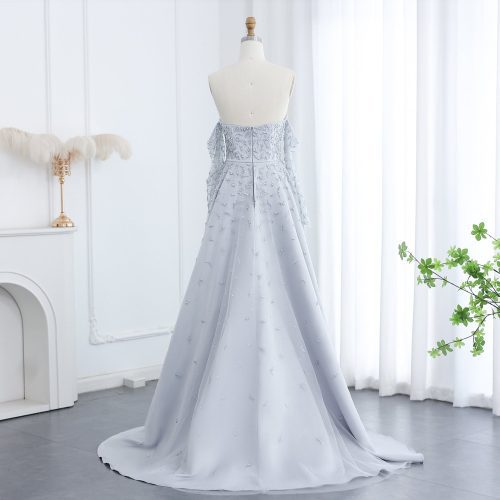 arab dubai evening dress silver gray woman wedding party prom gowns ss484 7