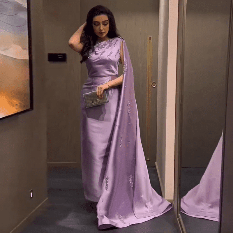 dreamy vow arabic one shoulder lilac dubai evening dresses with cape elegant ankle length women wedding guest party gowns ss273 3