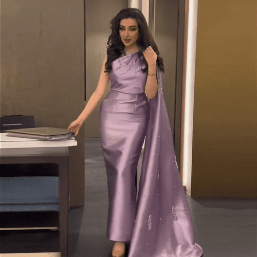 dreamy vow arabic one shoulder lilac dubai evening dresses with cape elegant ankle length women wedding guest party gowns ss273 4