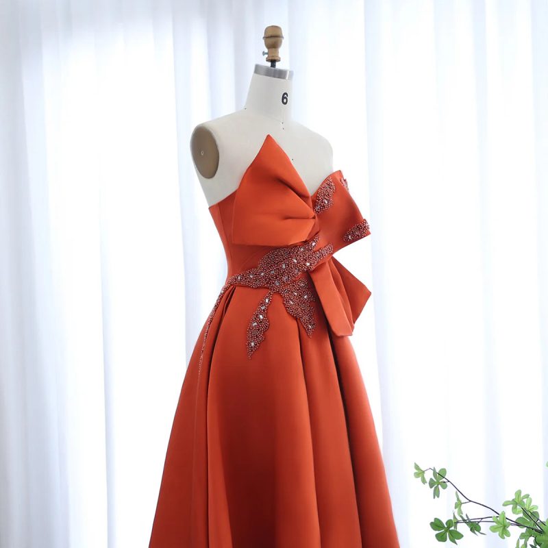 dreamy vow arabic orange satin dubai evening dress ss338 5