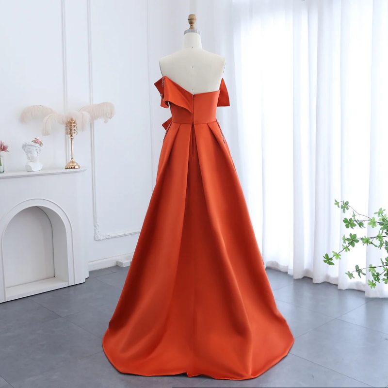 dreamy vow arabic orange satin dubai evening dress ss338 7