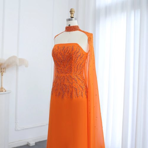 dreamy vow arabic orange strapless evening dress women for wedding ss299 5