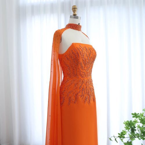 dreamy vow arabic orange strapless evening dress women for wedding ss299 6