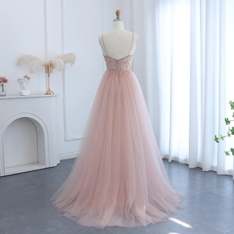 dreamy vow blush pink dubai evening dresses with overskirt spaghetti straps sexy long luxury wedding party prom dress ss266 8