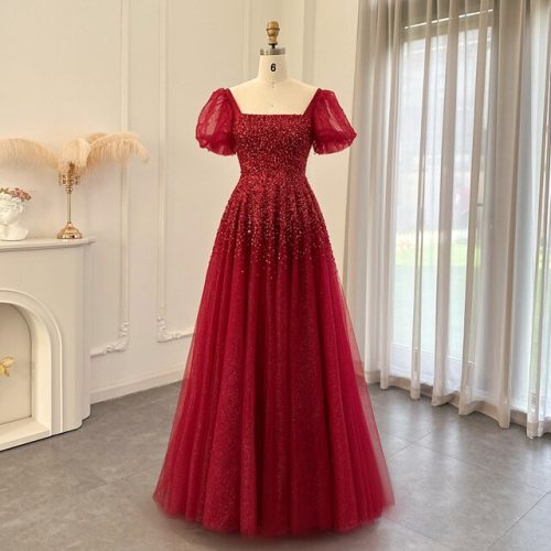 Dreamy Vow Chic Rose Pink Luxury Dubai Evening Dresses for Women Wedding Party Burgundy Gold Long Arabic Formal Prom Gown SS109-DreamyVow