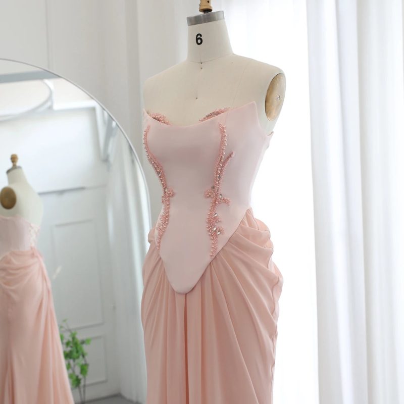 dreamy vow dreamy vow blush pink handmade draped chiffon mermaid evening dresses corset beaded wedding formal party bridesmaid dress ss220 3