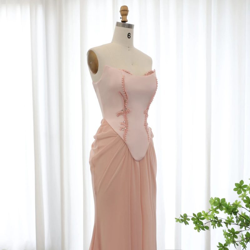 dreamy vow dreamy vow blush pink handmade draped chiffon mermaid evening dresses corset beaded wedding formal party bridesmaid dress ss220 4