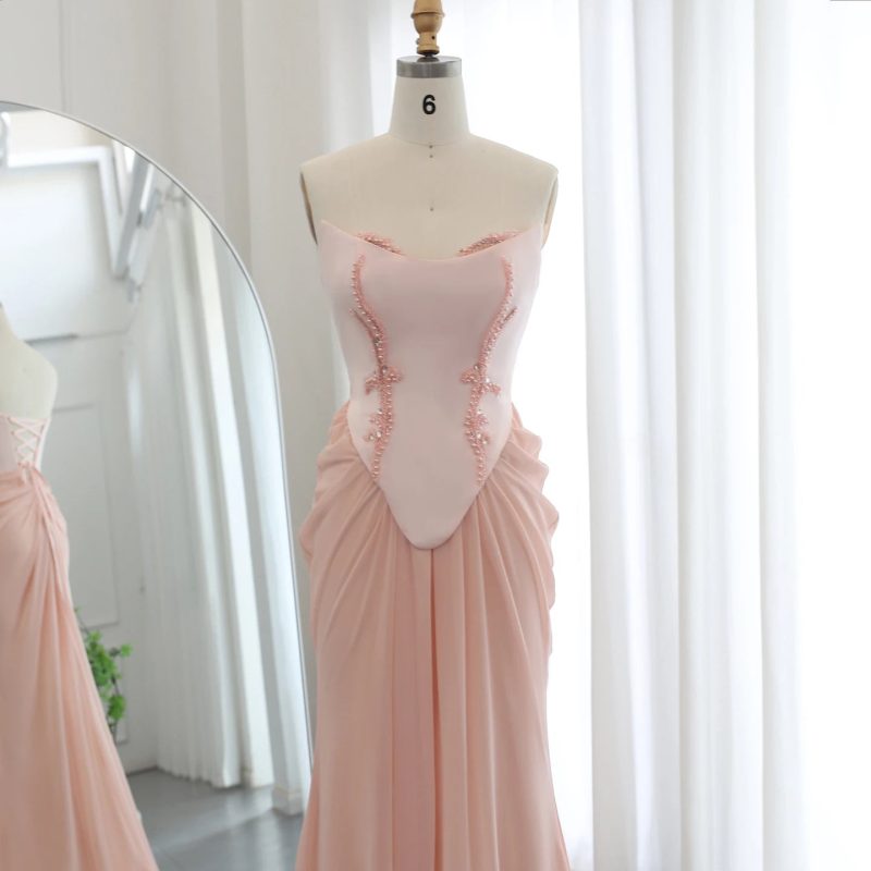 dreamy vow dreamy vow blush pink handmade draped chiffon mermaid evening dresses corset beaded wedding formal party bridesmaid dress ss220 5