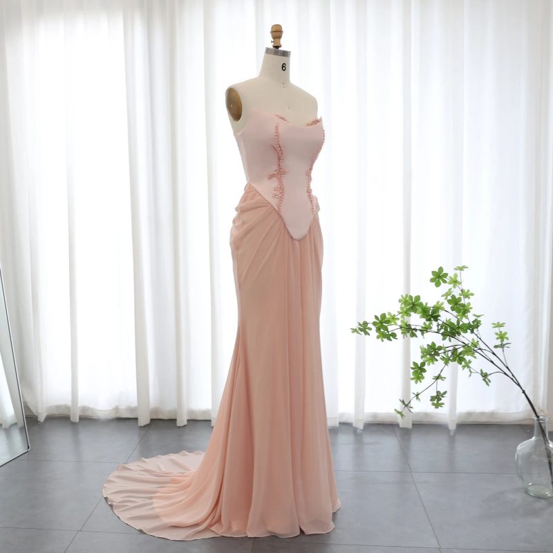 dreamy vow dreamy vow blush pink handmade draped chiffon mermaid evening dresses corset beaded wedding formal party bridesmaid dress ss220 6