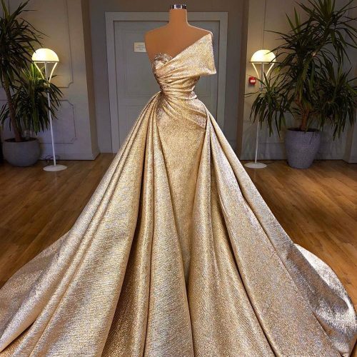 dreamy vow dubai gold mermaid evening dress with overskirt luxury long prom formal dresses black girls wedding party gowns ss297