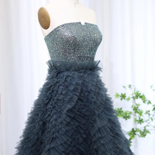 dreamy vow luxury beaded blue ball gown evening dress 2024 elegant strapless ruffles sweet girls birthday party dresses ss503 5