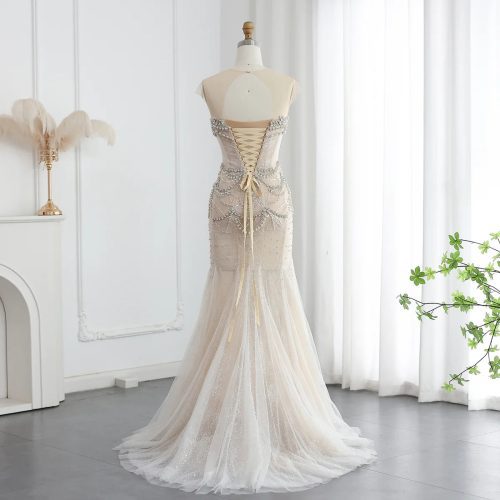 dreamy vow luxury crystal pearls white nude mermaid wedding dresses for women engagement bridal party gowns ss528 15