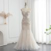 Dreamy Vow Luxury Crystal Pearls White Nude Mermaid Wedding Dresses for Women Engagement Bridal Party Gowns SS528-DreamyVow