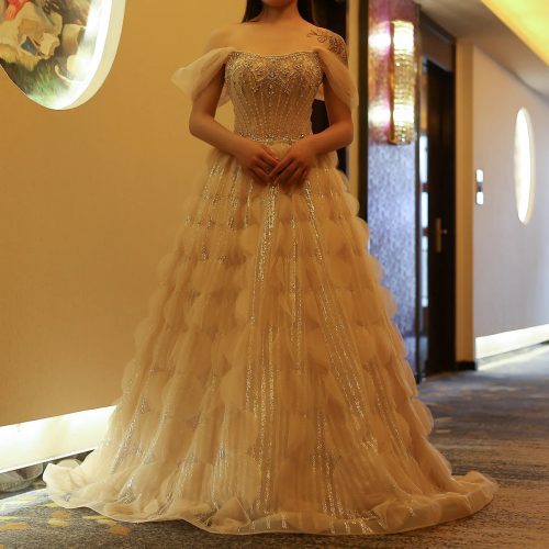 dreamy vow luxury crystal princess ball gown blush pink ruffles evening dress for women wedding engament party dress ss533 11