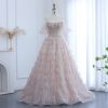 Dreamy Vow Luxury Crystal Princess Ball Gown Blush Pink Ruffles Evening Dress for Women Wedding Engament Party Dress SS533-DreamyVow