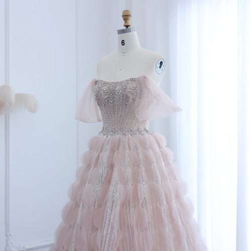 dreamy vow luxury crystal princess ball gown blush pink ruffles evening dress for women wedding engament party dress ss533 5