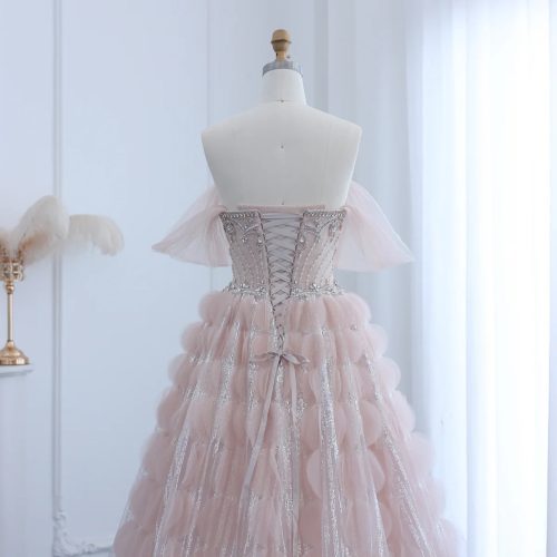 dreamy vow luxury crystal princess ball gown blush pink ruffles evening dress for women wedding engament party dress ss533 8