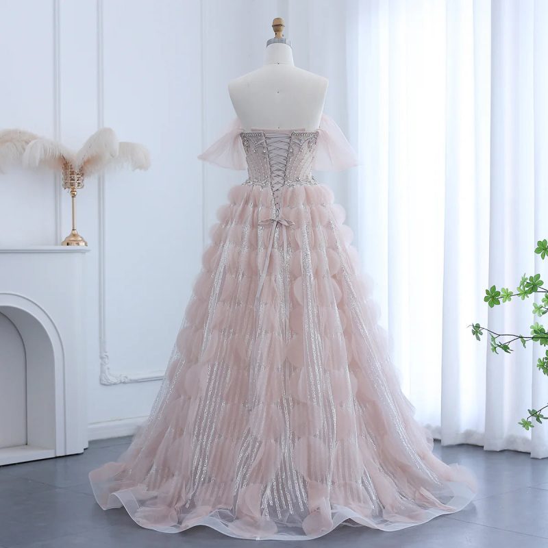 dreamy vow luxury crystal princess ball gown blush pink ruffles evening dress for women wedding engament party dress ss533 9