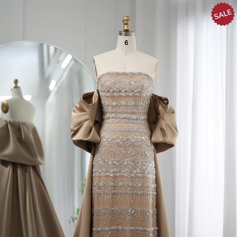 dreamy vow luxury dubai sage green evening dresses with cape arabic blue beaded elegant women wedding party gowns ss238 21