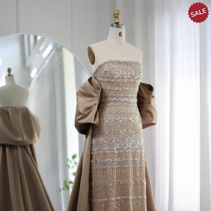 dreamy vow luxury dubai sage green evening dresses with cape arabic blue beaded elegant women wedding party gowns ss238 23