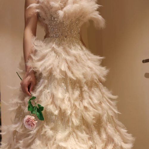 dreamy vow luxury feathers princess ball gown cream evening dress for women wedding engament party dress ss532 14