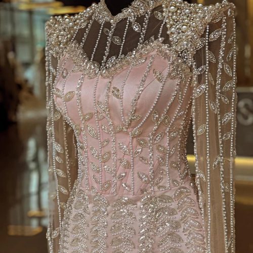 dreamy vow luxury pearls beige long sleeves arabic evening dresses pink dubai muslim women wedding party gowns ss426 4