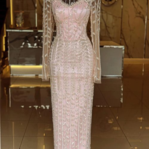 dreamy vow luxury pearls beige long sleeves arabic evening dresses pink dubai muslim women wedding party gowns ss426 6