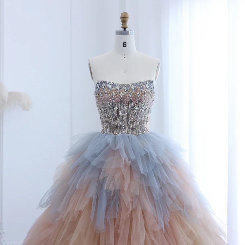 dreamy vow luxury rose gold blue ruffles princess ball gown arabic evening dress for women wedding engagement party dresses ss531 3