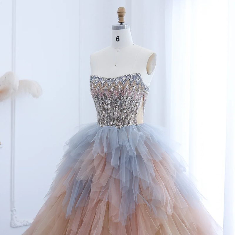 dreamy vow luxury rose gold blue ruffles princess ball gown arabic evening dress for women wedding engagement party dresses ss531 4