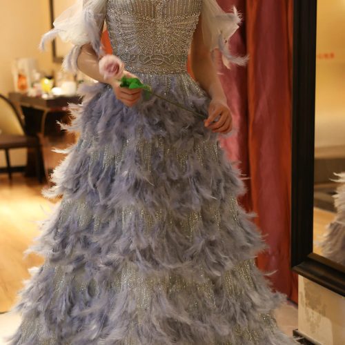 dreamy vow luxury silver gray crystal feathers dbai evening dress for women wedding engagement party gowns ss530 10