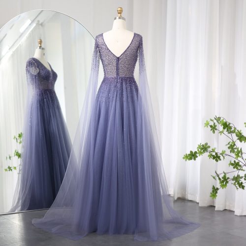 dreamy vow royal blue luxury dubai evening dress with cape sleeves elegant pink v neck purple women wedding party gowns ss012 15