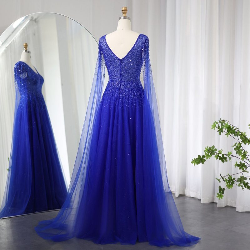 dreamy vow royal blue luxury dubai evening dress with cape sleeves elegant pink v neck purple women wedding party gowns ss012 18