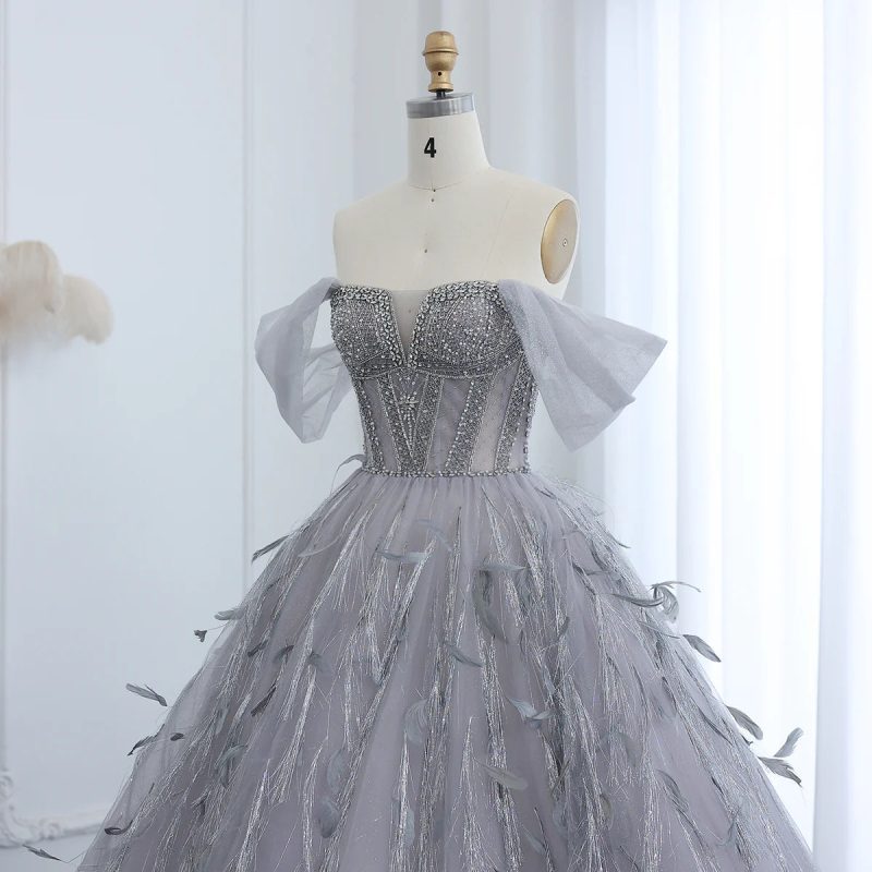 dreamy vow sparkling silver tassel ball gown luxury dubai princess evening dresses for women engagement wedding party gowns ss534 6