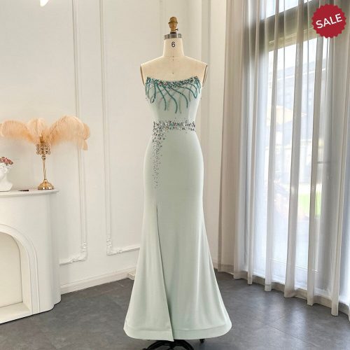 Dreamy Vow Turquoise Crystal Luxury Dubai Evening Dress for Women Wedding Party Elegant Long Mermaid Formal Prom Dresses 331