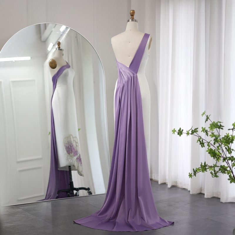 dreamy vow white lilac butterfly luxury evening dresses for women wedding arab one shoulder midi formal party dress ss475 11